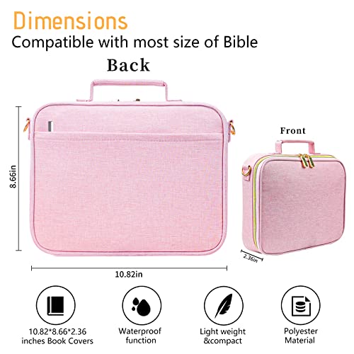 ATDIAG Bible Cover for Women,Carrying Book Case Church Bag Bible Protective with Handle and Zippered Pocket Adjustable Shoulder Strap,Perfect Gift for Women Girls Kids