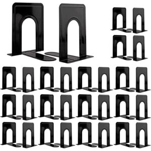 30 pcs metal book ends for shelves, heavy duty bookends for office home kitchen decorative, nonskid book ends to hold heavy books black 6.5 x 5 x 5.7 in, 15 pairs