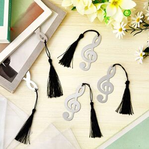 48 Pcs Musical Notes Bookmarks with Elegant Silk Tassel 48 Pcs White Organza Bags Music Metal Bookmarks Music Party Favors Gifts for Wedding Guests Children School Office Supplies