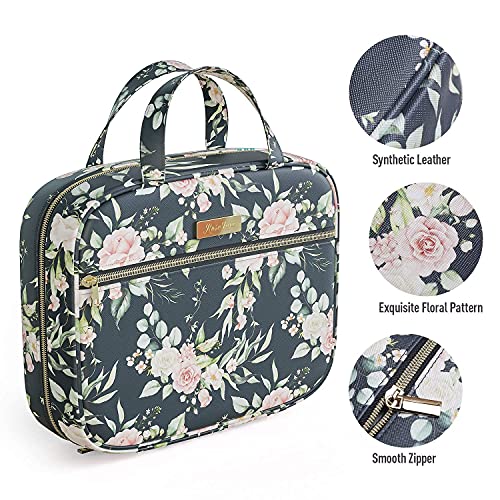 Bible Cover Bag/Book Cover Case Floral Synthetic Leather Pattern with Bible Tabs Bookmarks and Handle Fits for Standard Size Study Bible 10.2×2.5×7.5”, Gift for Mom Ladies Women Daughter (Black Rose)