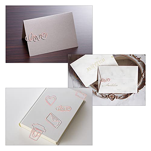 110 Pcs Rose Gold Cute Paper Clips Assorted Sizes and Shapes of Heart, Love, Letter, Book and Coffee Cup Small Bookmark Clips for School Office Home Wedding Women Girls Students Stainless Steel