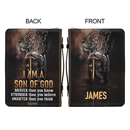 Jesuspirit Bible Cover for Men - Large & XLarge Size Personalized Leather Bible Case for Men - Bible Case for Christian, Father's Day Inspirational Scripture Gifts