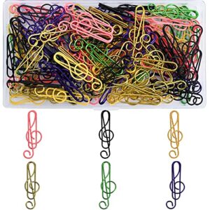 vuzvuv 100pcs rainbow music paper clips assorted colors cute metal musical notes shaped bookmark clips for party invitation card student kids gift notebook office accessories document organization