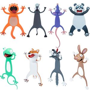 8 pieces 3d cartoon animal bookmark set for kids novelty funny cute bookmarks squashed animals reading bookmark stationery presents party favors for kids student