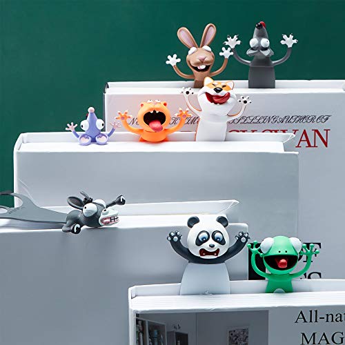 8 Pieces 3D Cartoon Animal Bookmark Set for Kids Novelty Funny Cute Bookmarks Squashed Animals Reading Bookmark Stationery Presents Party Favors for Kids Student