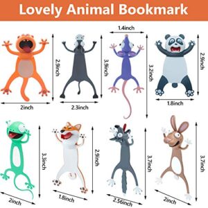 8 Pieces 3D Cartoon Animal Bookmark Set for Kids Novelty Funny Cute Bookmarks Squashed Animals Reading Bookmark Stationery Presents Party Favors for Kids Student