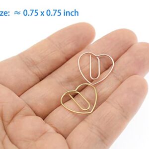 Small Paper Clips Cute Heart Paper Clips Bookmarks, 200 PCS Gold and Rose Gold Paper Clips, Gifts Idea (Mini Size, 200 Pcs)