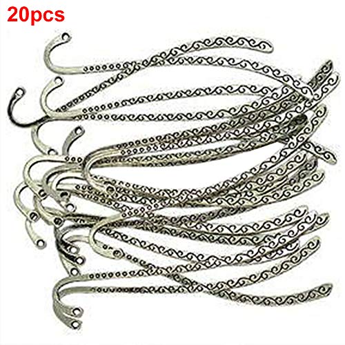 BWWNBY 20Pcs Alloy Bookmark Hook Tibetan Special Metal DIY Bookmark Hook Retro Silver Metal Bookmark Bookmark Metal Carving Hook Antique Tibetan Silver Bookmark