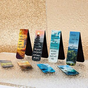 Magnetic Bookmarks Bible Verse Page Clip Scripture Magnet Page Markers Assorted Inspirational Book Markers Set with Landscape for Students Teachers Reading (12 Pieces)