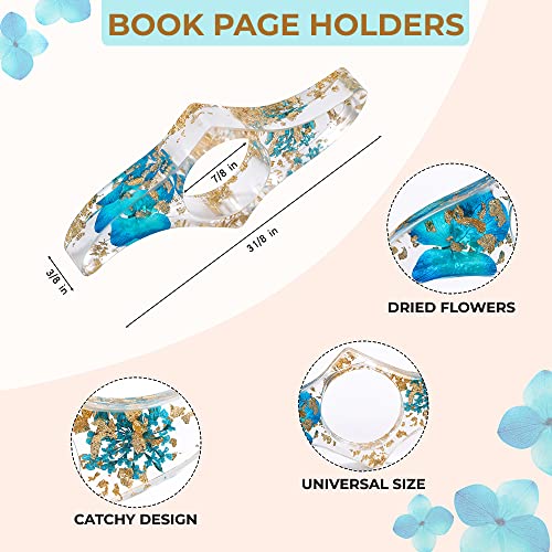 RMSK Book Page Holder for Reading - 2 Pcs Dried Flower Resin Thumb Book Page Holder and 2 Pcs Bookmark with Tassel - Useful Book Accessories for Reading Lovers, Teachers, and Students