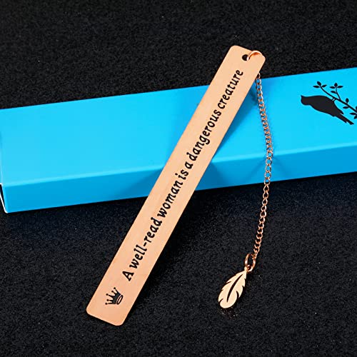 Book Lover Gift for Woman Inspirational Bookmark Graduation Birthday Valentine Gift for Female Friends Nerd Teen Girls Daughter Mom Teacher Christmas Bookmark Gift for Coworker Boss Lady Rose Gold