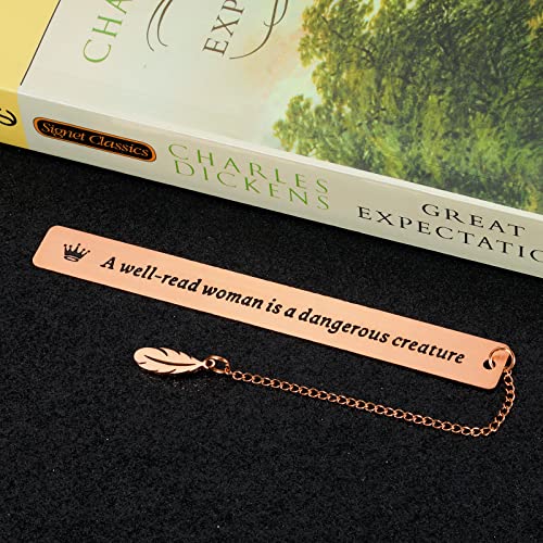 Book Lover Gift for Woman Inspirational Bookmark Graduation Birthday Valentine Gift for Female Friends Nerd Teen Girls Daughter Mom Teacher Christmas Bookmark Gift for Coworker Boss Lady Rose Gold