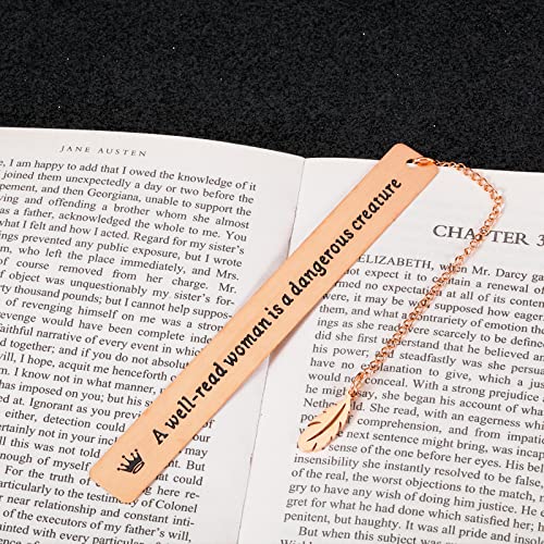 Book Lover Gift for Woman Inspirational Bookmark Graduation Birthday Valentine Gift for Female Friends Nerd Teen Girls Daughter Mom Teacher Christmas Bookmark Gift for Coworker Boss Lady Rose Gold