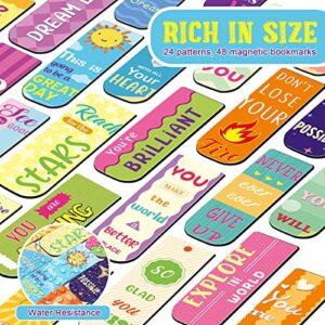 30 Pcs Inspirational Bookmarks Magnetic Bookmarks for Students Encouraging Motivational Magnetic Book Marker Clip Cute Positive Bookmarks for Kids Teachers School Reading Lovers 2.4 x 0.8 Inch