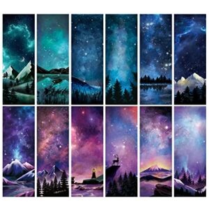 12 pcs personalised space starry night bookmarks, bulk book marks for women/men, unique zodiac constellaion bookmark for book lovers, cool book mark for adults,kids,teachers,students,reading present