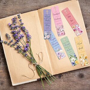 120 Pieces Bible Verses Bookmarks with Hollow Cross for Women Scripture Bookmarks Christian Book Markers for Mothers Day Gifts Women Church Supplies, Flower Style