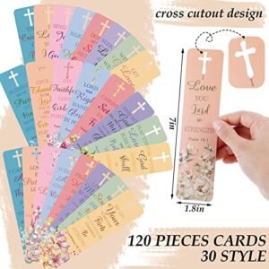 120 Pieces Bible Verses Bookmarks with Hollow Cross for Women Scripture Bookmarks Christian Book Markers for Mothers Day Gifts Women Church Supplies, Flower Style