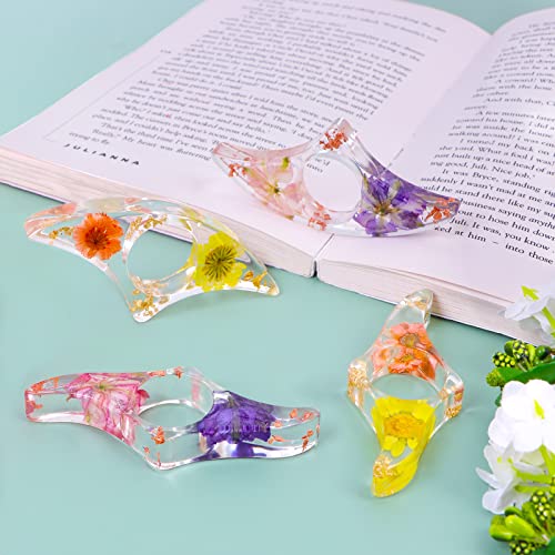 Book Page Holder for Reading, 4 Pieces Flower Resin Thumb Page Holder, Handmade Thumb Bookmark, Opener, Book Reading Accessories for Teachers Book Lovers Literary Bookworm Gifts - Lightweight