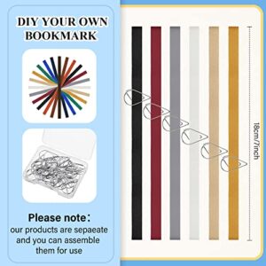 42 Pcs Elastic Bookmarks Set Multi Color Elastic Rope Bands Planner Bookmarks Include 30 Pcs Stainless Steel Teardrop Paper Clips and 12 Pcs Elastic Bands for Women Office School Reader (Retro Color)