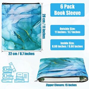 6 Pcs Book Protector Hardcover Pouch Sleeves with Zipper Book Cover for Book Lovers Washable Fabric Book Protector Pouch for Paperbacks Book Lovers Gifts, Medium 11 x 8.7 Inch(Quicksand with Glitter)