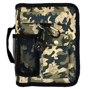 green camo medium book and bible cover for men with compass carabiner camouflage book supplement for women case