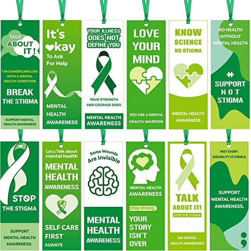 Set of 120 Mental Health Awareness Bookmarks Stop The Stigma Bookmarks Know Science No Stigma Bookmarks for Fundraiser Event Classroom Stationery Handout Supplies, 6 Styles