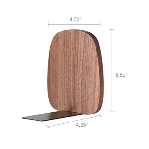 Muso Wood Book Ends for Shelves, Non-Skid Bookends for Heavy Books, Wooden Book Stopper for Home Office and Library (Walnut 1 Pair)