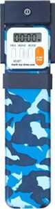 mark-my-time blue camouflage led book light with digital bookmark and reading timer