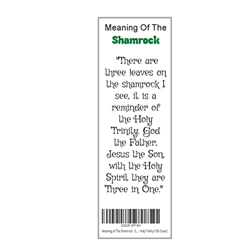 Meaning of The Shamrock - St Patrick's Day - Irish Bulk Religious Christian Bookmarks - Holy Trinity (100 Count)