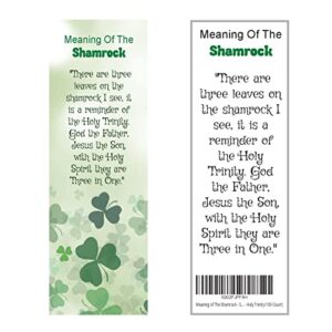 Meaning of The Shamrock - St Patrick's Day - Irish Bulk Religious Christian Bookmarks - Holy Trinity (100 Count)