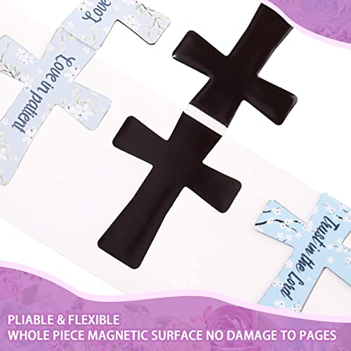 48 Pcs Magnetic Bookmarks Religious Floral Marble Christian Cross Bookmark for Women Bible Magnetic Page Clips Cute Flower Religious Scripture Bible Verse Marks for Student Office Book (Floral Style)