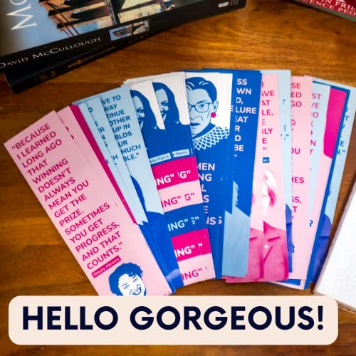 36-Pack of Feminist Leaders Paper Bookmarks. Perfect for Women, Girls and Feminists. These Cool, Cute, & Fun Book Marks Have Inspirational, Motivational Quotes by Ruth Bader Ginsburg, VP Harris, etc.