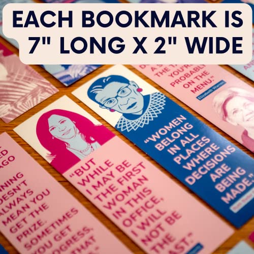 36-Pack of Feminist Leaders Paper Bookmarks. Perfect for Women, Girls and Feminists. These Cool, Cute, & Fun Book Marks Have Inspirational, Motivational Quotes by Ruth Bader Ginsburg, VP Harris, etc.