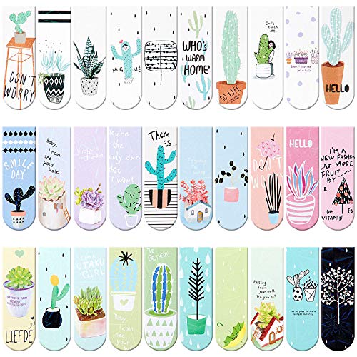 30 Pieces Magnet Magnetic Bookmarks Cute Magnet Page Markers Page Clips Bookmark for Student Office Reading Stationery (Plant)