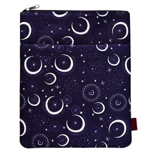 book sleeve moon and star book protector, book covers for paperbacks, washable fabric, book sleeves with zipper, medium 11 inch x 8.7 inch