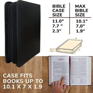 Bible Covers for Women and Men Large Size - Leather Bible Carrying Case Bag Fits Books Up to 7 x 10.1 x 1.9 Inches - Christian Gift for Boys and Girls - Black Faux PU Leather Bible Accessories