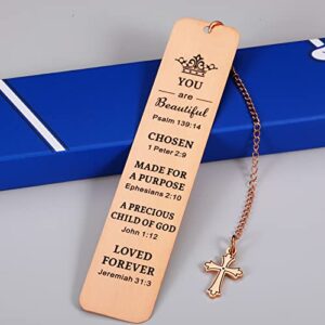 Christian Bookmark Gift for Women Religious Baptism Gift for Teen Girls Ladies Easter Bookmark for Her Female Friend Birthday Christmas Inspirational Gift for Daughter from Mom Bible Verse Present