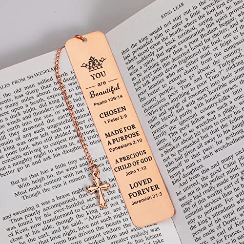 Christian Bookmark Gift for Women Religious Baptism Gift for Teen Girls Ladies Easter Bookmark for Her Female Friend Birthday Christmas Inspirational Gift for Daughter from Mom Bible Verse Present