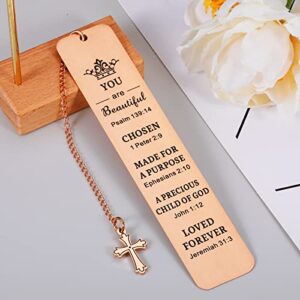 Christian Bookmark Gift for Women Religious Baptism Gift for Teen Girls Ladies Easter Bookmark for Her Female Friend Birthday Christmas Inspirational Gift for Daughter from Mom Bible Verse Present