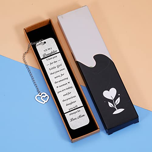 Daughter Gifts Bookmark from Mom Stepmom Christmas Birthday Valentines Day Graduation Mothers Day Gifts for Women Daughter Girl Inspirational Bookmark 8th Grade Teenage Girls Back to School Gifts