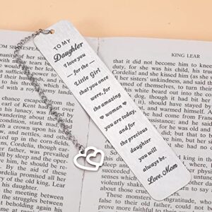 Daughter Gifts Bookmark from Mom Stepmom Christmas Birthday Valentines Day Graduation Mothers Day Gifts for Women Daughter Girl Inspirational Bookmark 8th Grade Teenage Girls Back to School Gifts