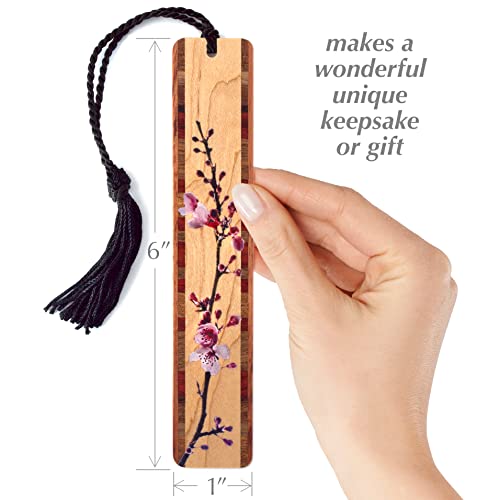 Cherry Blossom Handmade Wooden Bookmark - Made in USA - Also Available Personalized