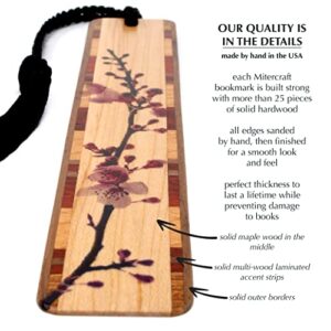 Cherry Blossom Handmade Wooden Bookmark - Made in USA - Also Available Personalized