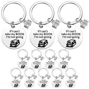 yinkin 12 pcs book lovers gifts if i can’t take my book i’m not going keyring book club keychain for christmas novelty gifts women men reader writers birthday book jewelry