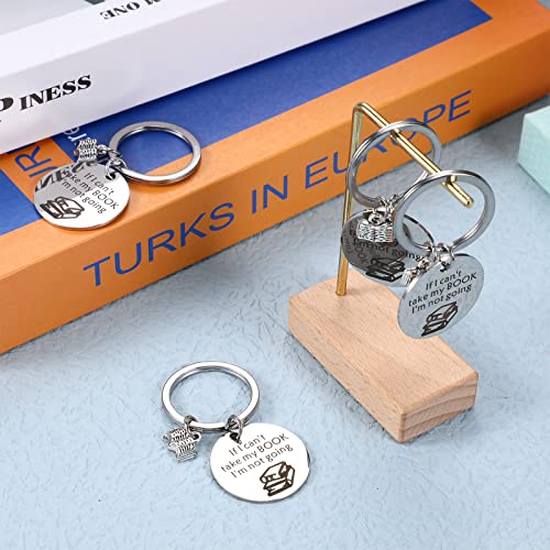 Yinkin 12 Pcs Book Lovers Gifts If I Can't Take My Book I'm Not Going Keyring Book Club Keychain for Christmas Novelty Gifts Women Men Reader Writers Birthday Book Jewelry