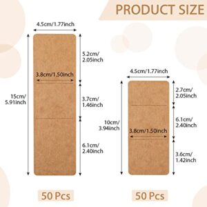 100 Pcs Resin Bookmark Holder Kraft Bookmark Sleeves Brown Book Markers Cover Holder Blank Display Cards for DIY Bookmark Wrapping Small Business Packaging Supplies Valentines Gift Party Favor, 2 Size