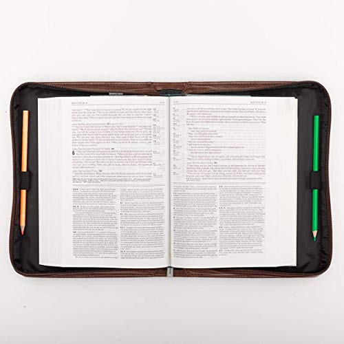 Christian Art Gifts Men/Women's Classic Bible Cover Gospel John 3:16, Brown Faux Leather, Large