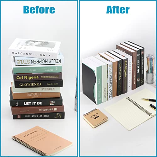 Adjustable Bookends, Book Holders for Shelves, Metal Book Ends for Heavy Books, Extends Up to 17 Inches Used in Office, Desk and School (Black)