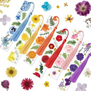 6 pieces flower acrylic bookmarks transparent floral bookmarks colorful flower page marker acrylic floral reading book markers with colorful tassels for reader, writer, student, 6 styles