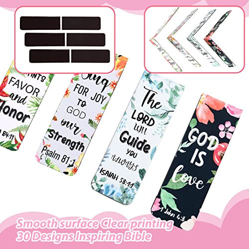 30 Pieces Bible Verses Magnetic Bookmarks with Full Scripture Flower Page Clips Presents for Women Christian Magnetic Book Markers Religious Christmas Gifts Students Teachers Book Lovers